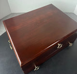 Reed & Barton Cherry Wooden Flatware Storage Chest with Drawer and Tarnish-Free Interior