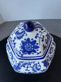 Blue & White Floral Chinoiserie Lidded Ginger Jar