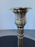 Pair of Vintage Neoclassical Column Silver Plate Candlesticks