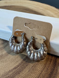 Fluted Shrimp Hoop Sterling Silver Earrings