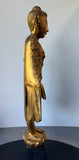 Burmese Mandalay Style Gilded Vintage Wooden Buddha with Glass Inlay