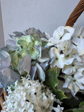 Woven Hand Basket with Faux Hydrangeas