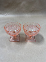 Set Of 2 Anchor Hocking Pink Depression Glass Sherbert Goblets