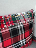 Patchwork Plaid Fringed Rectangular Throw Pillow