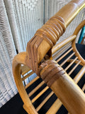 Large Round Vintage Bamboo Magazine Rack