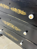 Antique Black Painted Hitchcock Style Dresser with Marble Top***HEAVY ITEM***READ DETAILS ON PICK UP POLICY***