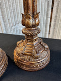 Pair of Bronze Look Ornate Pacific Rim Candlesticks with Pillar Candles
