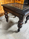 End Table with Glass; Rattan Accents