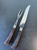 2-Piece Vintage Carving Set with Faux Stag Horn Handles
