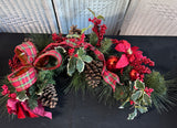 Faux Fur Over the Door Swag with Red Accents