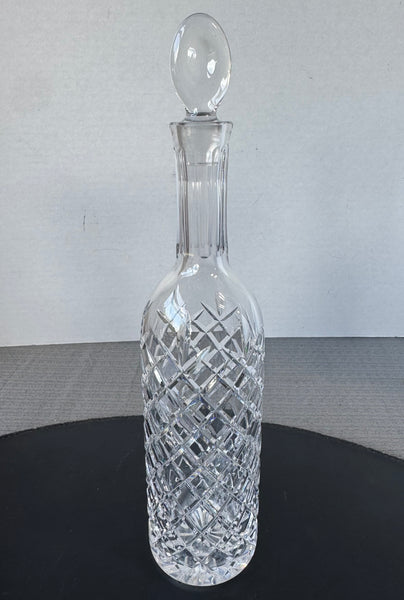 Waterford Style Cut Crystal Slim Decanter with Stopper