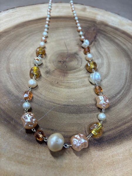 Peach, Gold & Ivory Necklace