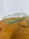 Green Wired Oval Baskets With Handles