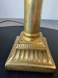 Borghese Gilded Resin Column Candlestick Lamp (WORKS)