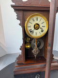 Victorian Eastlake Style Vintage Wooden Parlor Clock with Key