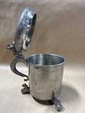 Pewter Drinking Mug With Lid - Lion Accent