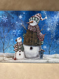 (B) Small Christmas Snowmen Glass Cutting Board
