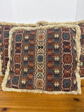 Southwestern Aztec Tapestry Throw Pillows With Fringe - 3 Pieces (B)