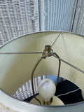 Pair of Heavyweight Cream Ceramic Vintage 3-Way Lamps with Yarn Wrapped Shades (WORKS)