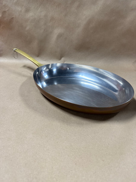 (E) Oval Copper Skillet With Brass Handles