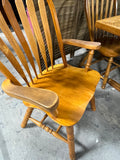 Oak Tone Dining Table with (6) Windsor Style Chairs