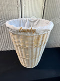 Woven Wicker Round Laundry Basket with Liner