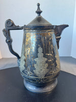 Antique 1868 JAS Stimpson Double Wall Silver Plate Ice Pitcher