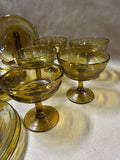 10 Piece Amber Blown Glass Desert Plates And Wine Glasses