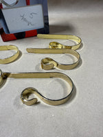 (B) Brass Mantle Stocking Holders — Set Of 5