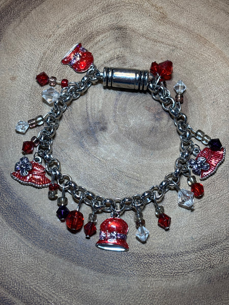 Red Hatter Bracelet with Magnetic Clasp