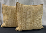 Pair of Pottery Barn XL Crocheted Jute Feather Throw Pillows
