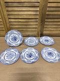 English Ironstone Blue Floral Dessert Plates - Set Of 6