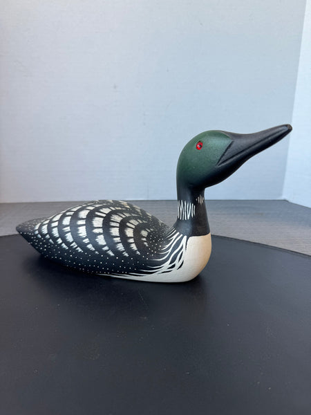 (A) Wooden Wildlife Kennebunk Maine Dawn C. Ellison Signed Loon Duck Decoy
