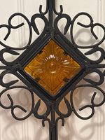 Iron Cross with Glass Accent Wall Hanging