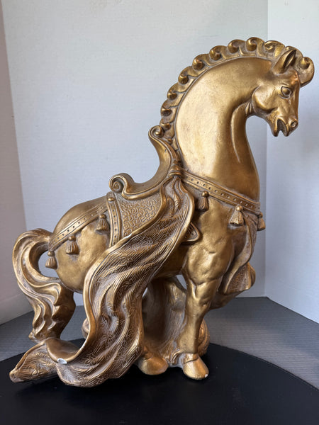 Mid Century Modern Gilded Heavyweight Trojan Horse Sculpture AS IS (READ DESCRIPTION CAREFULLY)