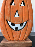 Rustic Distressed Wooden Block Jack O’ Lantern Decor