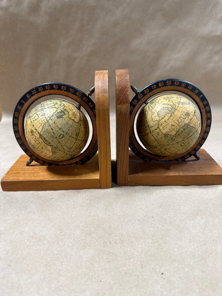 Wooden Rotating Globe Bookends