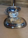 Silver Plate Gravy Boat With Saucer Plate // Engraved B