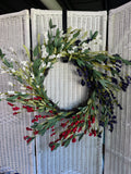 Red, White & Blue Faux Floral Spray Wreath