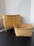 Pair of Primitive Style Light Wooden Woven Baskets