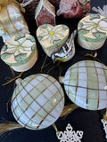 Pier 1 Imports Lined Basket of Assorted Neutral Christmas Ornaments