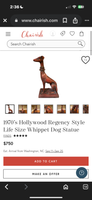Red Cast Resin Vintage Heavyweight Whippet Dog Statue