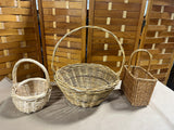 Woven Baskets With Handles, Set of 3