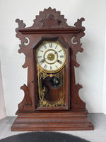 Wooden Vintage Gingerbread Mantel Clock with Key