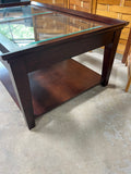 Wood/Glass Rolling Coffee Table