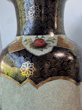 Japanese Satsuma Style Vintage Floral Birds Large Porcelain Vase with Wooden Stand (2 AVAILABLE—PRICED INDIVIDUALLY AT $65 EACH)