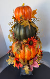 3-Pumpkin Faux Floral Fall or Halloween Topiary