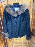 Black Velvet With Fur Trim Womans Jacket NO SIZE