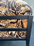 Velvet Feel Cheetah Fabric & Metal Foot Stool/Ottoman