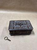 Carved Floral Swiss Music Box With Key - REAS DESCRIPTION